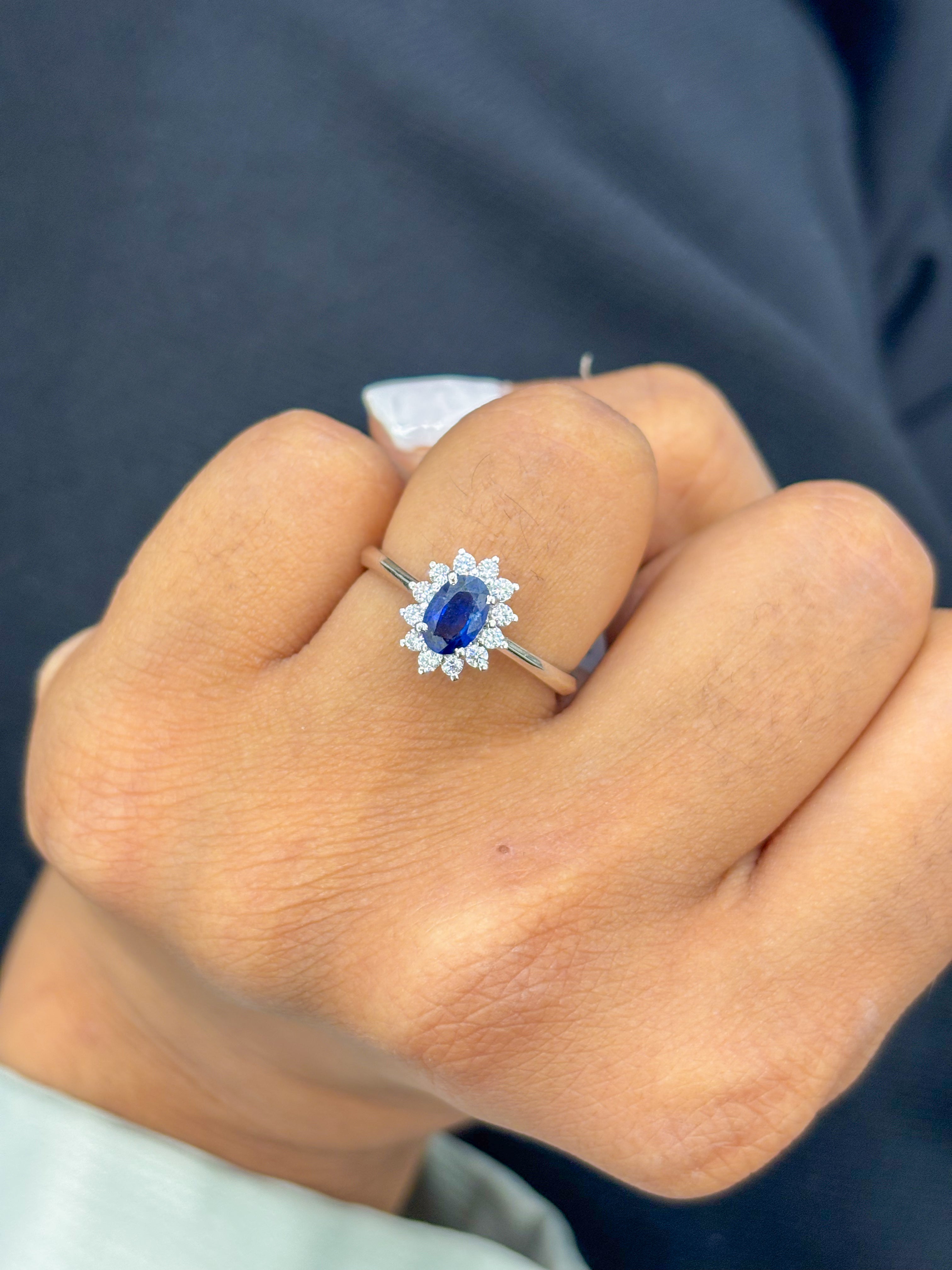 JPRG-2699/7008 Blue Sapphire Oval With Diamond Ring | 18K