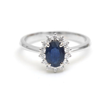 JPRG-2699/7008 Blue Sapphire Oval With Diamond Ring | 18K