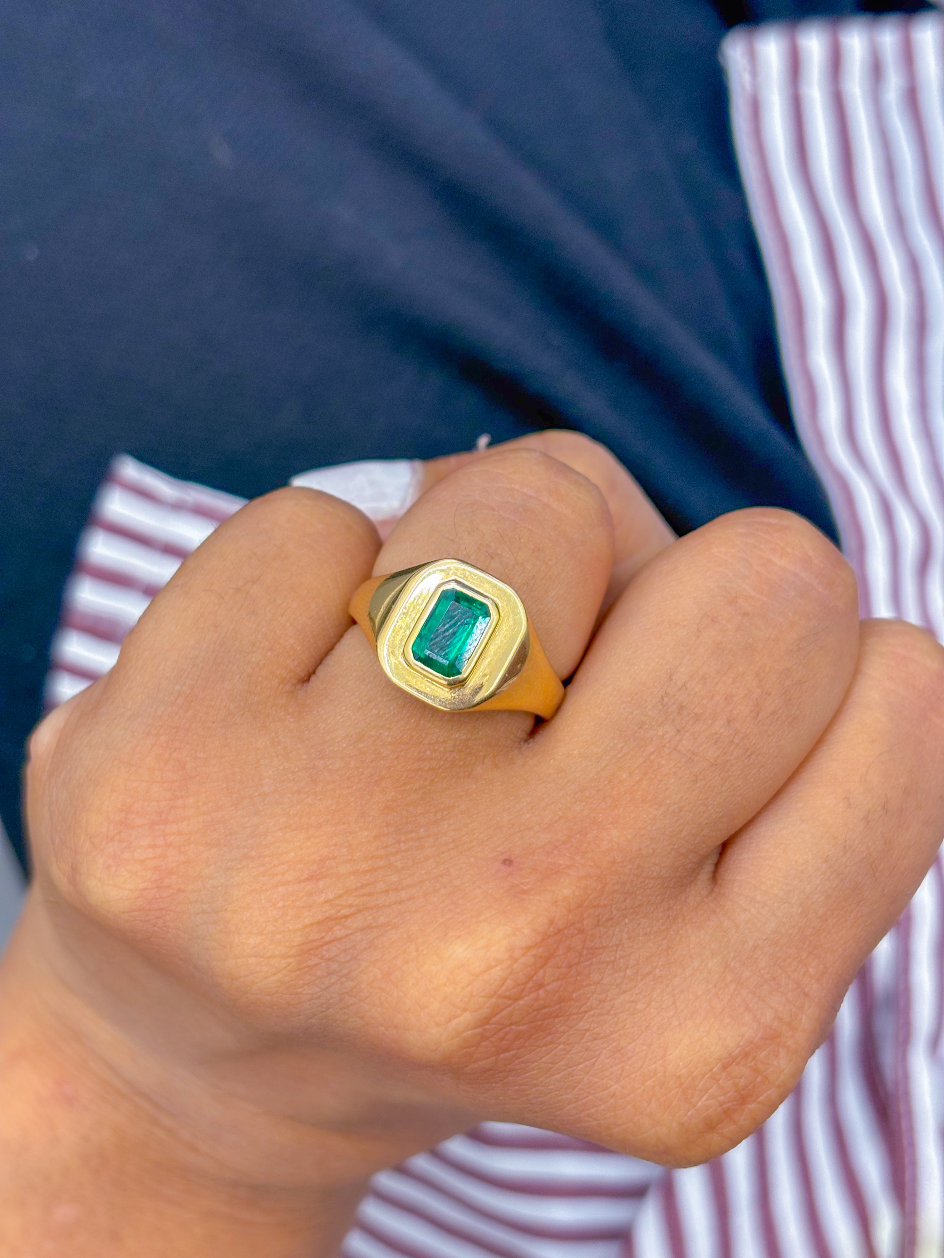 JPRG-27/1555 Emerald Octagon Signet Ring | 18K