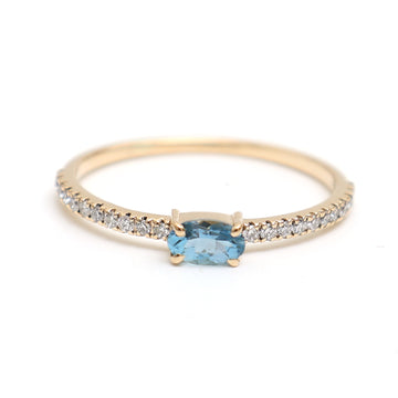 JPRG-2701/7010 Aquamarine Oval 5X3 With Diamond Thin Ring | 18K