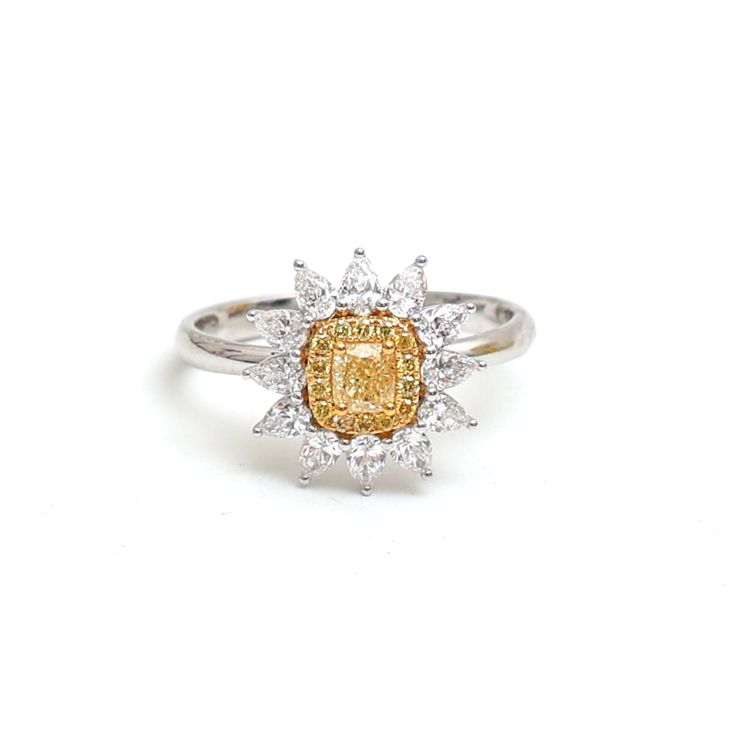 JPRG-2707/7016 Yellow Diamond With Pear Ring | 18K