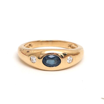 JPRG-2742/7128 Blue Sapphire Oval With Diamond Chunky Ring | 18K