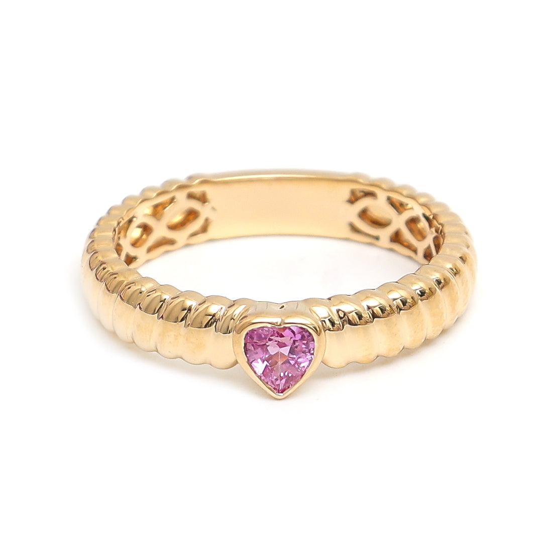 JPRG-2753/7204 Pink Sapphire Heart Bezel Set Ring | 18K