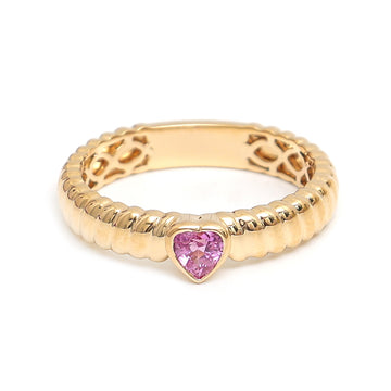 JPRG-2753/7204 Pink Sapphire Heart Bezel Set Ring | 18K