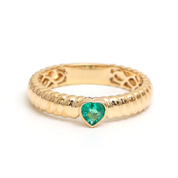 JPRG-2754/7205 Emerald Heart Bezel Set Ring | 18K