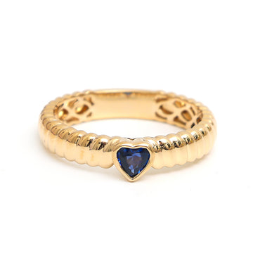 JPRG-2755/7206 Blue Sapphire Heart 4Mm Bezel Set Ring | 18K
