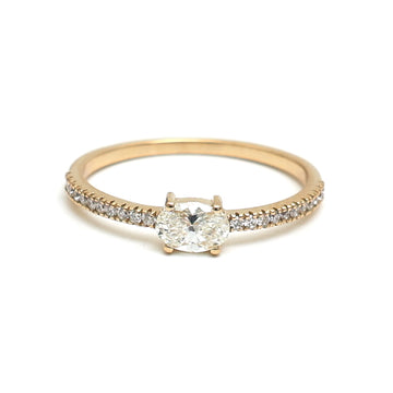 JPRG-2760/7231 Diamond Oval With Diamond Round Thin Ring | 18K