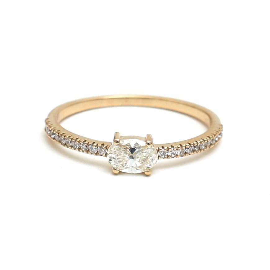 JPRG-2760/7231 Diamond Oval With Diamond Round Thin Ring | 18K