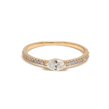 JPRG-2762/7233 Diamond Marquise With Diamond Round Thin Ring | 18K