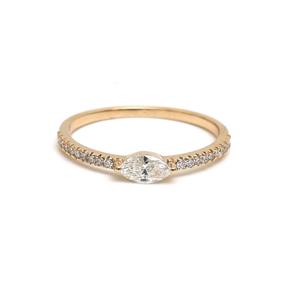 JPRG-2762/7233 Diamond Marquise With Diamond Round Thin Ring | 18K