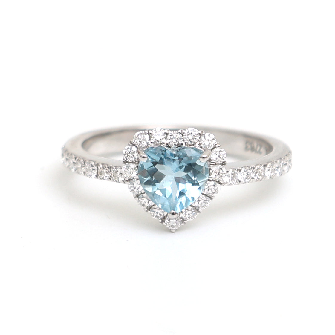JPRG-2764/7235 Aquamarine Heart With Diamond Ring | 18K