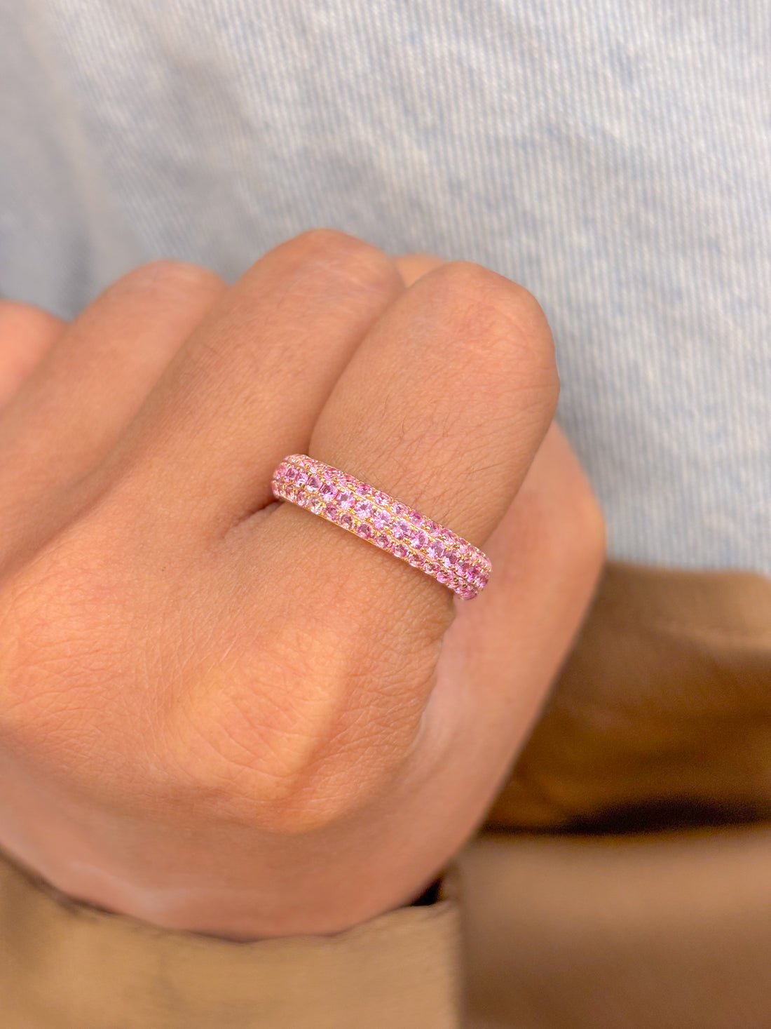 JPRG-2768/7248 Pink Sapphire Round Pave Ring | 18K