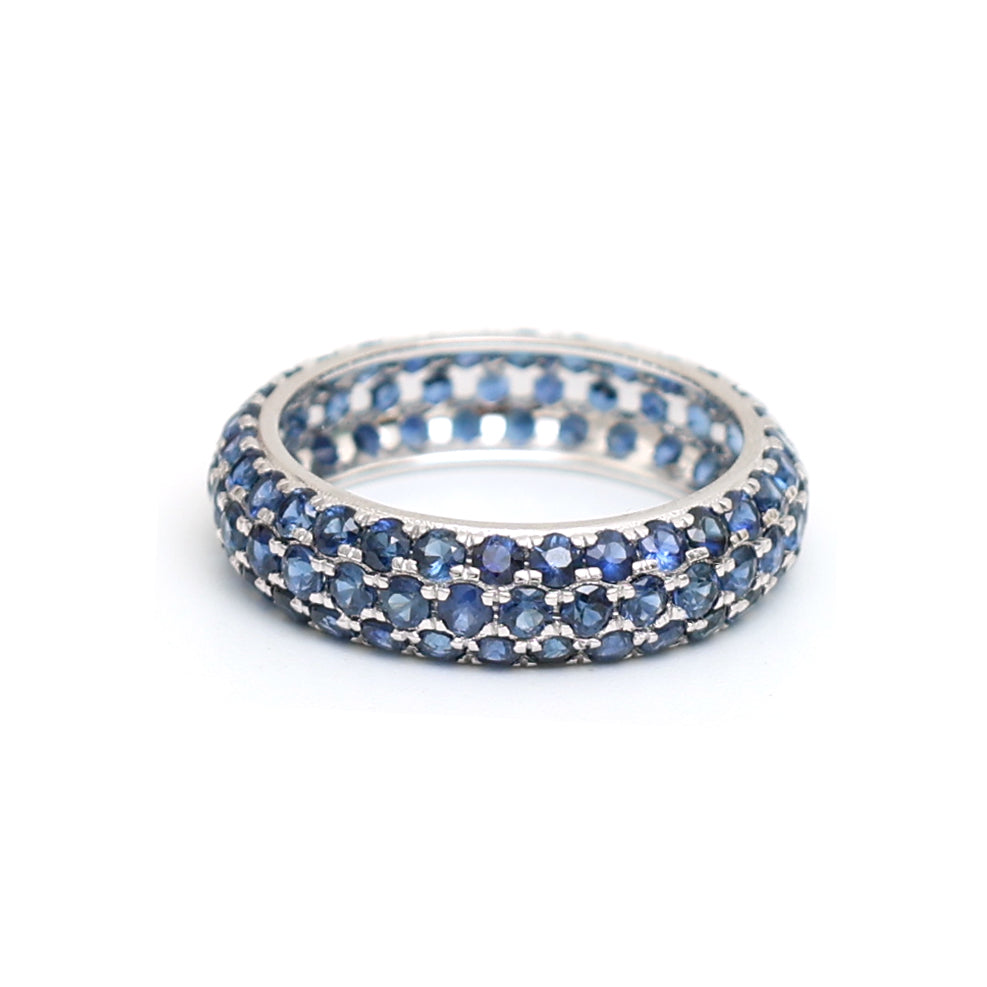 JPRG-2770/7252 Blue Sapphire Round Pave Ring | 18K