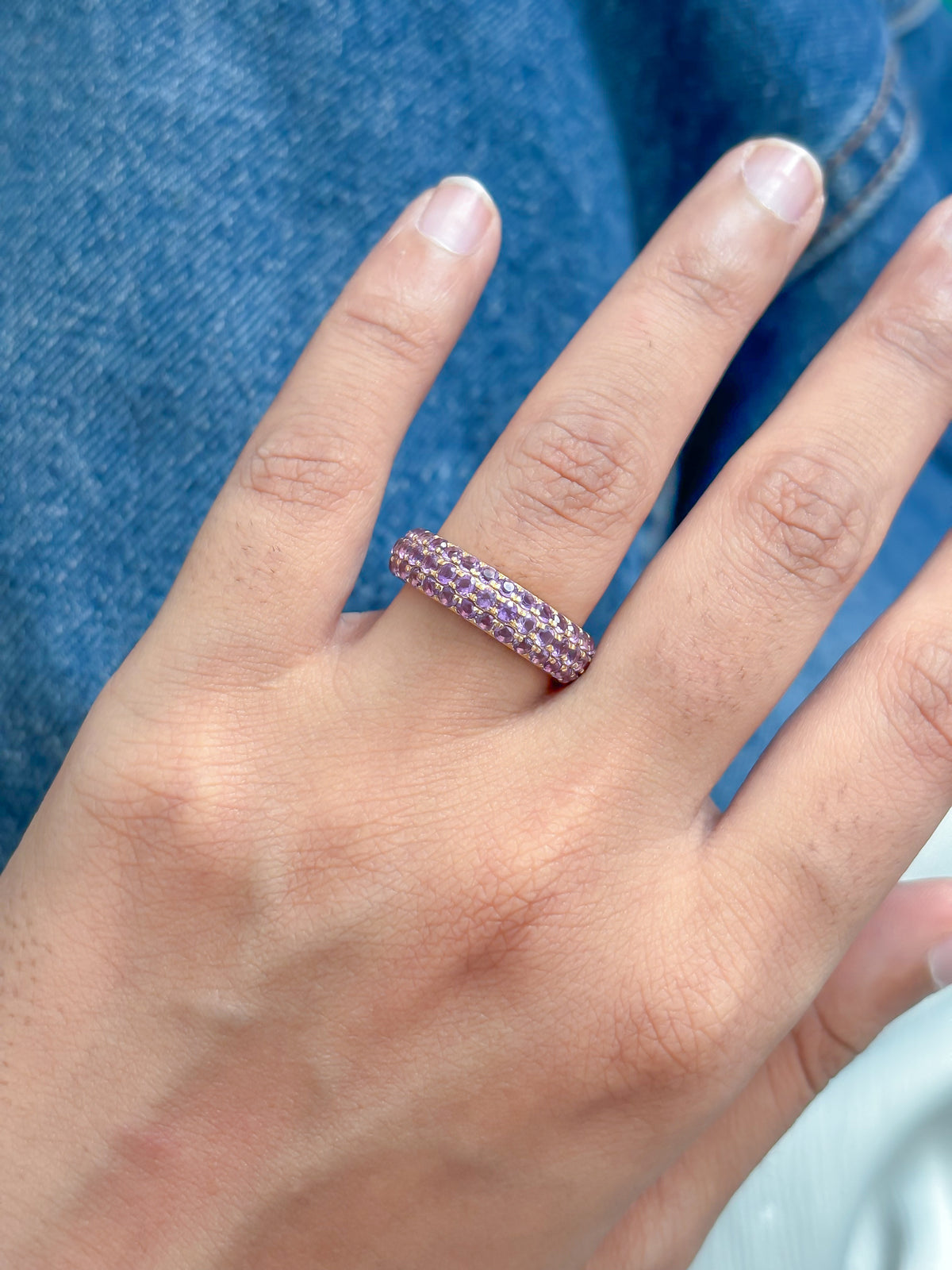 JPRG-2771/7253 Amethyst Round Pave Ring | 18K