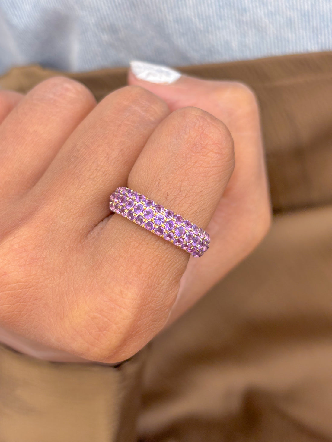 JPRG-2771/7253 Amethyst Round Pave Ring | 18K