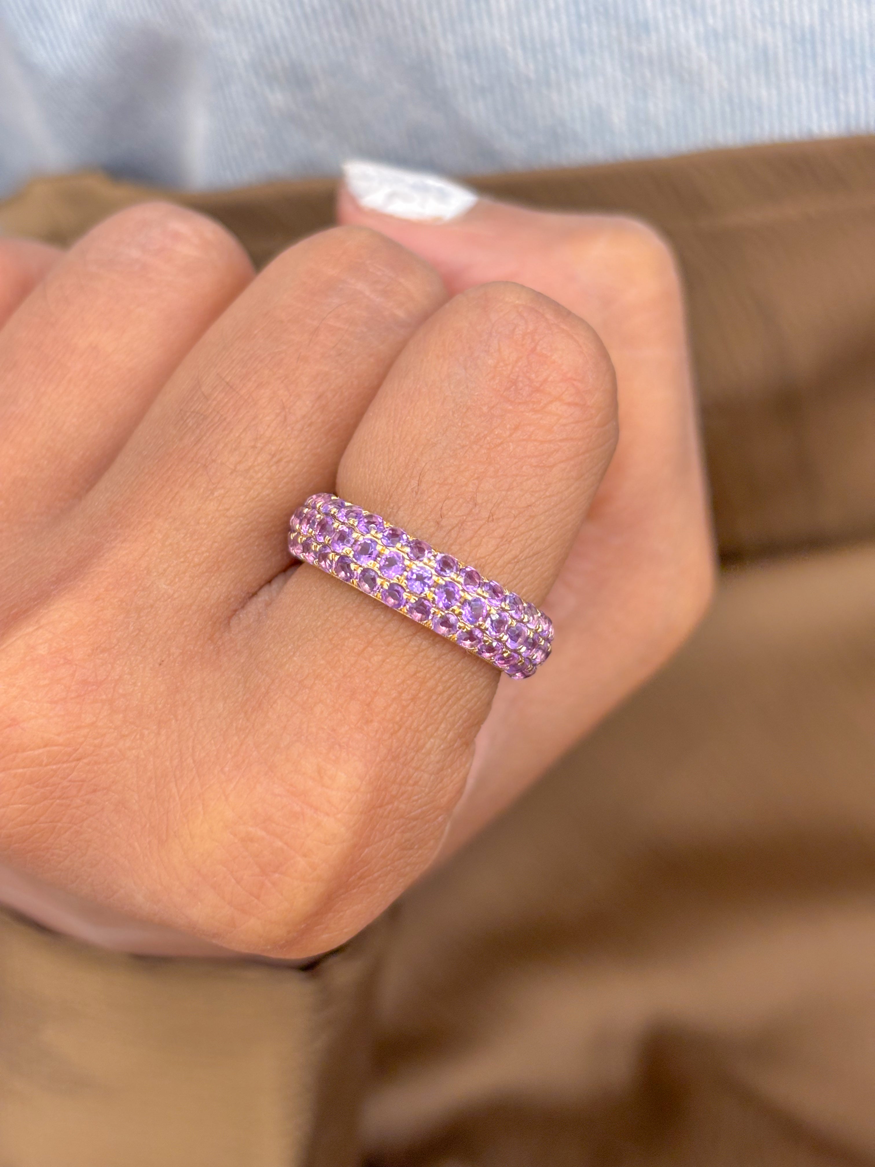 JPRG-2771/7253 Amethyst Round Pave Ring | 18K