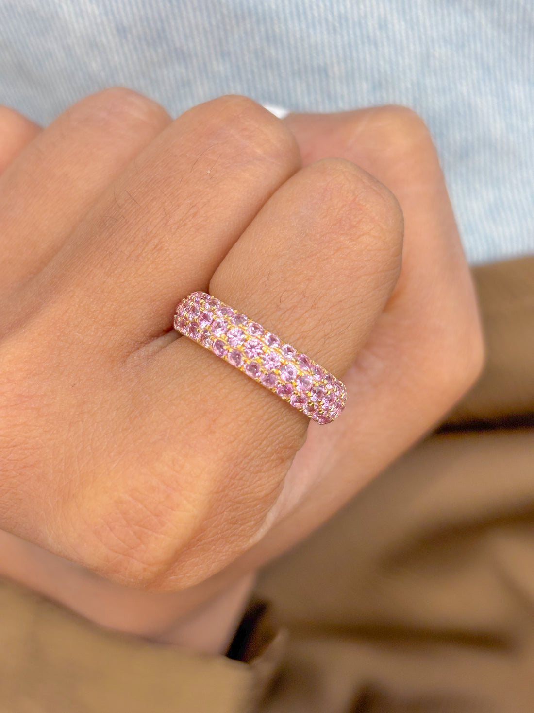 JPRG-2779/7272 Pink Sapphire Pave Ring | 18K