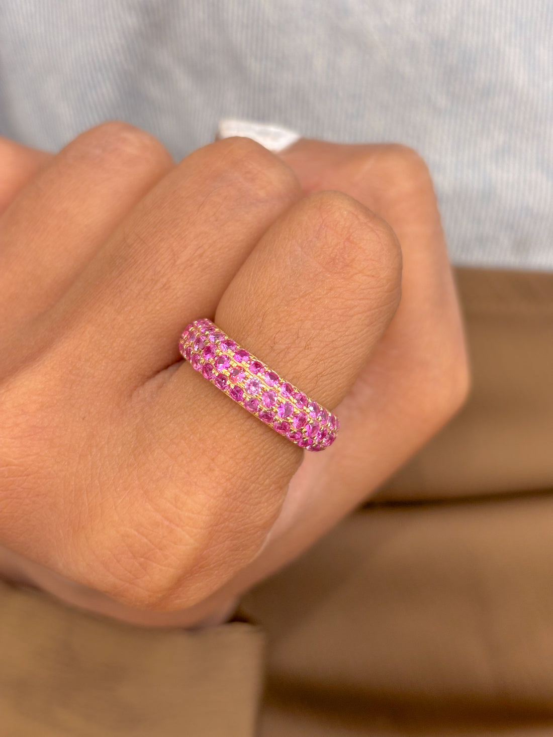 JPRG-2784/7277 Pink Sapphire Pave Ring | 18K