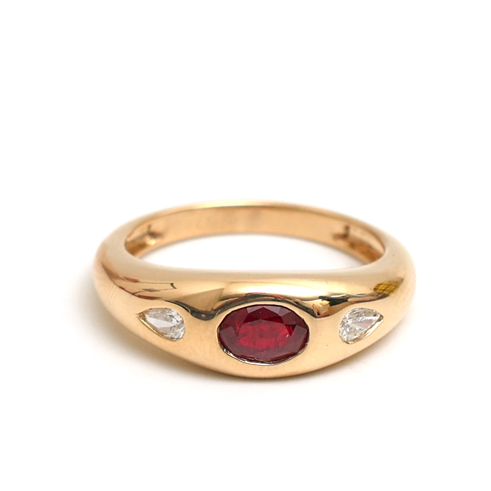 JPRG-2799/7329 Ruby Oval Diamond Chunky Ring | 18K