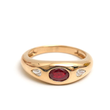 JPRG-2799/7329 Ruby Oval Diamond Chunky Ring | 18K