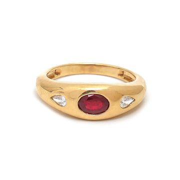 JPRG-2799/7329 Ruby Oval Diamond Chunky Ring | 18K