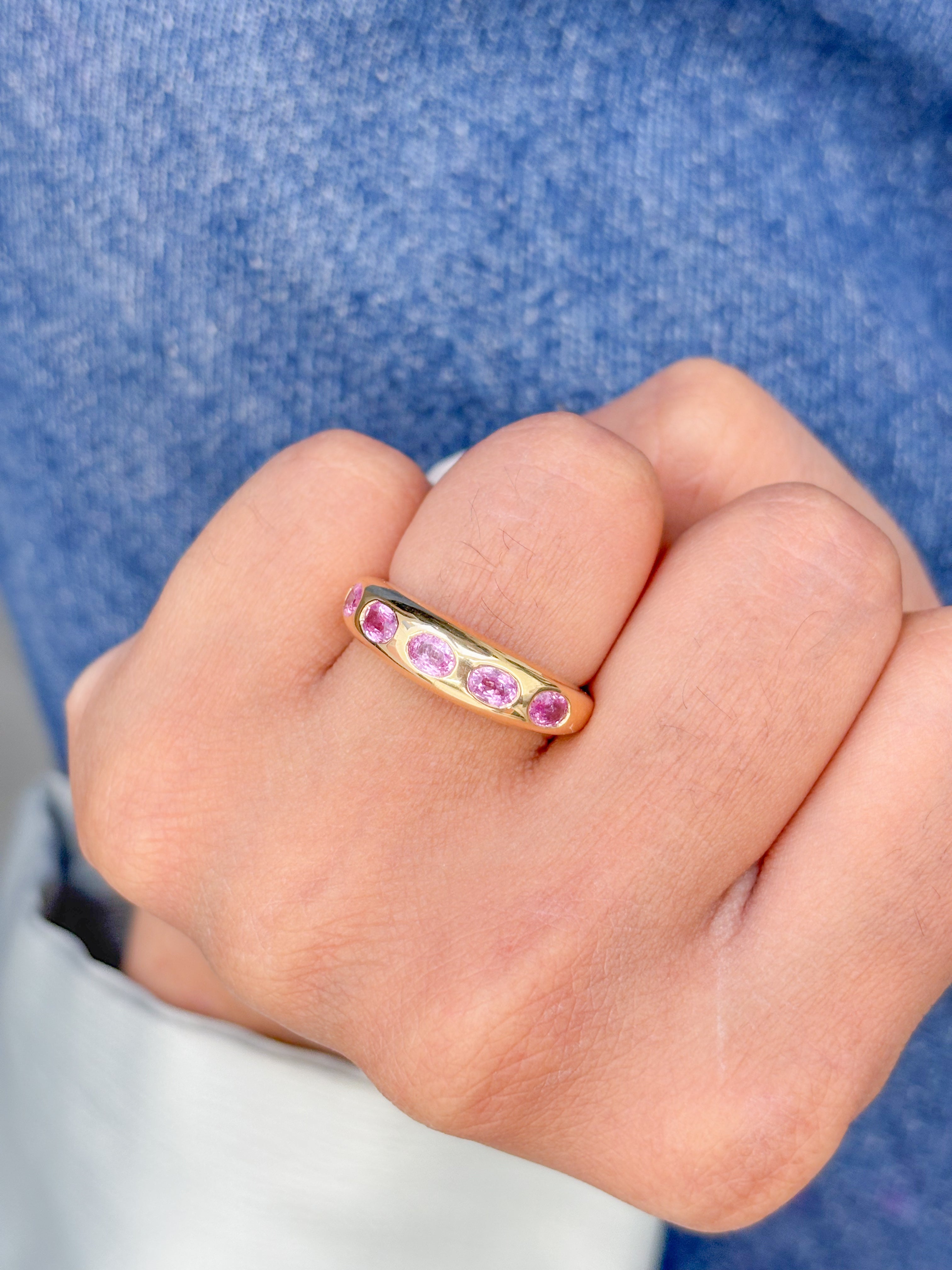 JPRG-2804/7339 Pink Sapphire Oval Chunky Ring | 18K