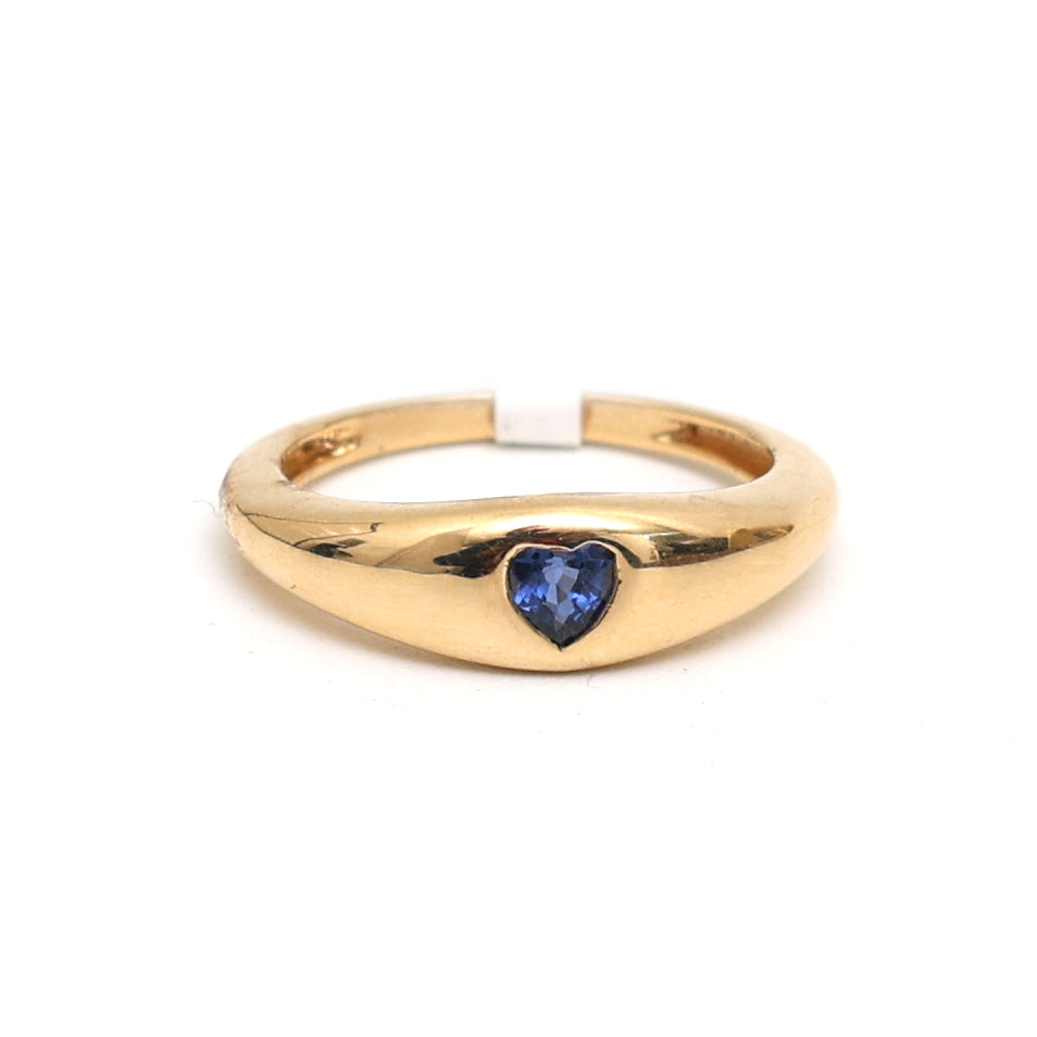 JPRG-2807/7342 Blue Sapphire Heart Chunky Ring | 18K