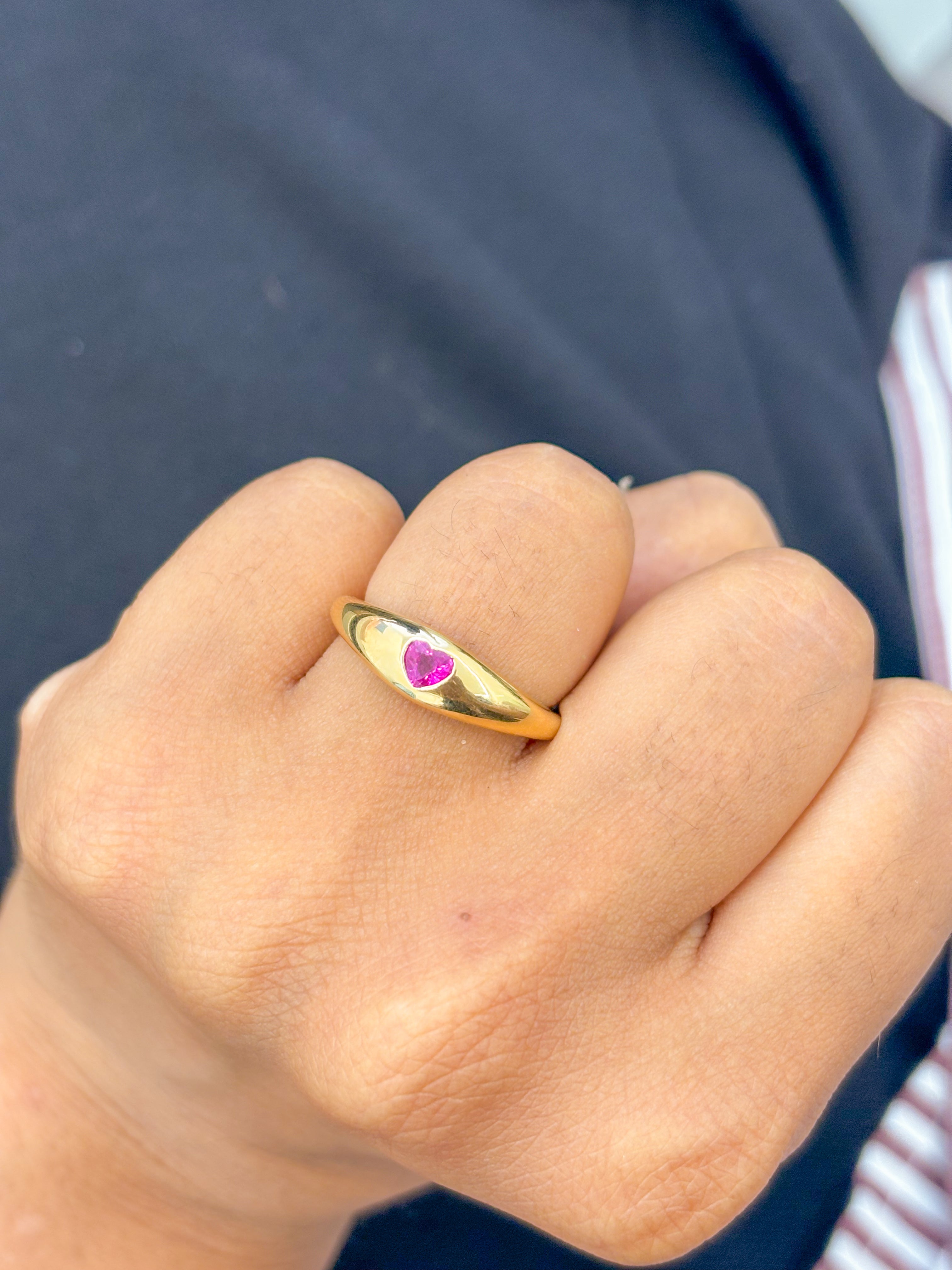 JPRG-2808/7343 Ruby  Heart Chunky Ring | 18K