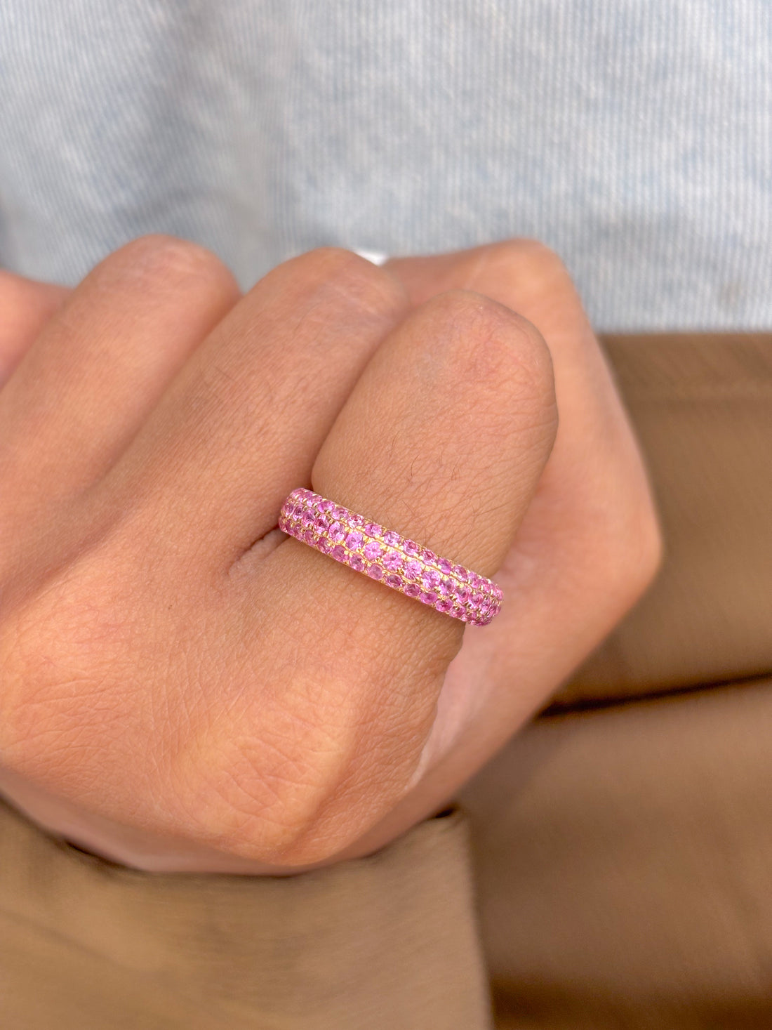JPRG-2813/7364 Pink Sapphire Round Pave Ring | 18K