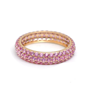 JPRG-2813/7364 Pink Sapphire Round Pave Ring | 18K