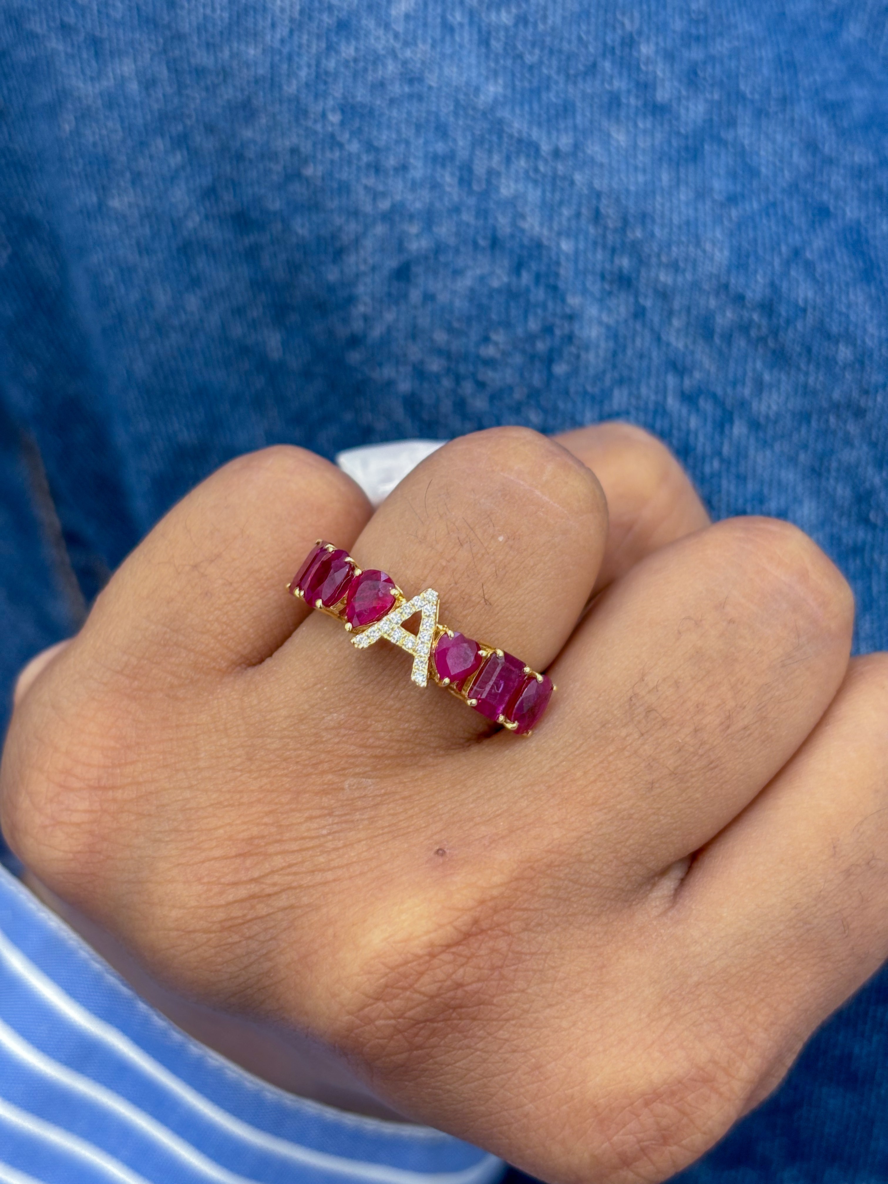JPRG-2840/7422 Ruby A Letter Ring | 18K