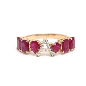 JPRG-2840/7422 Ruby A Letter Ring | 18K