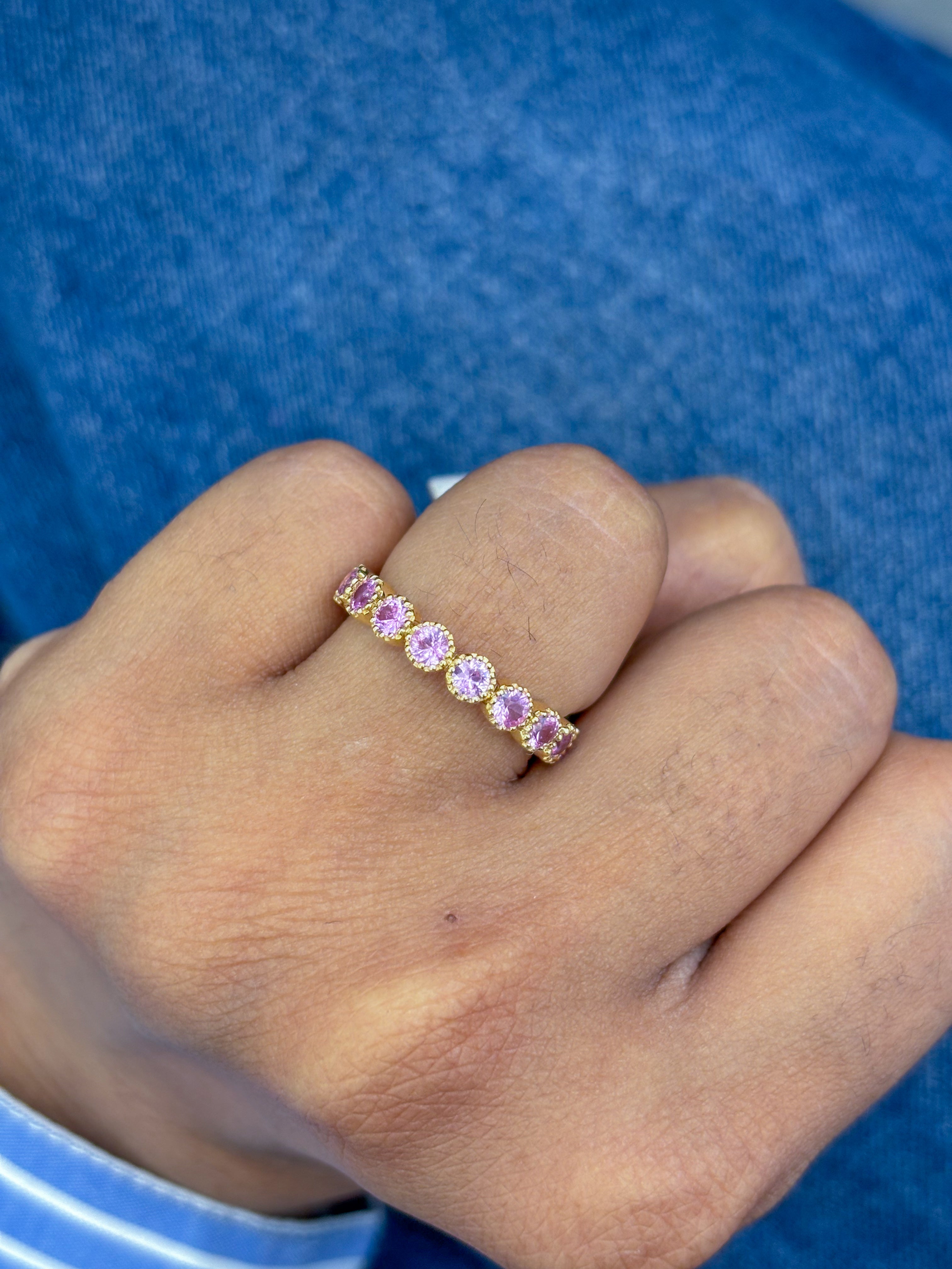 JPRG-2848/7432 Pink Sapphire Round Van Cleef Eternity Ring | 18K