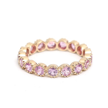 JPRG-2848/7432 Pink Sapphire Round Van Cleef Eternity Ring | 18K