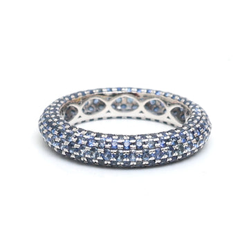 JPRG-2856/7446 Blue Sapphire Round Pave Ring | 18K