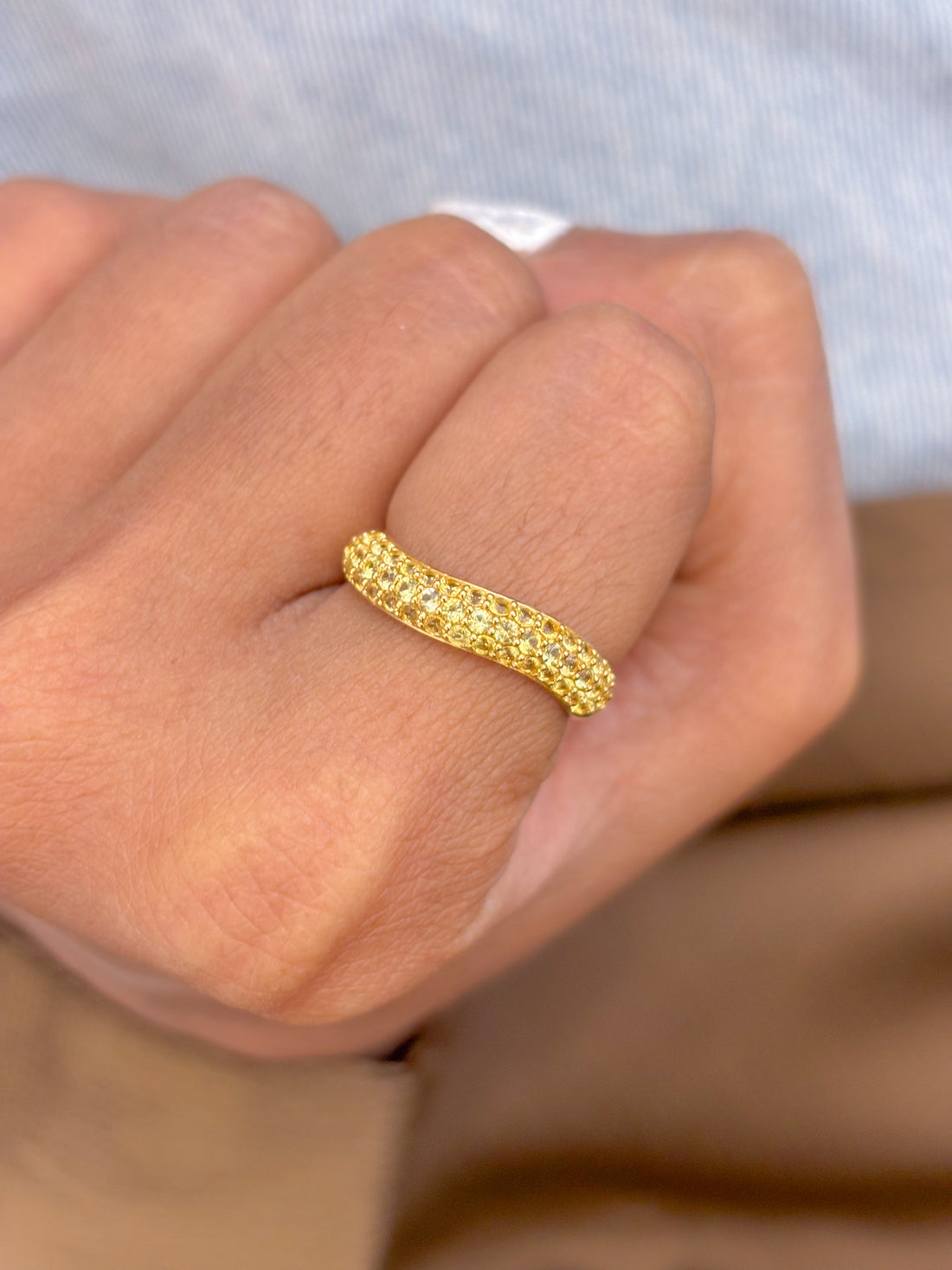 JPRG-2861/7451 Yellow Sapphire Wave Half Ring | 18K