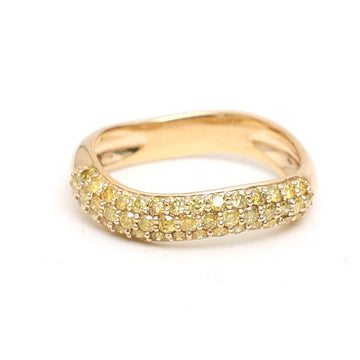 JPRG-2862/7452 Yellow Diamond Round Wave Half Ring | 18K