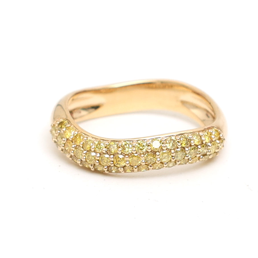 JPRG-2862/7452 Yellow Diamond Round Wave Half Ring | 18K