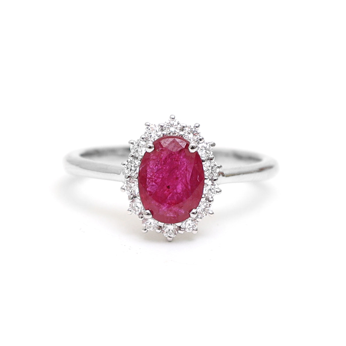 JPRG-2863/7453 Ruby Oval With Diamond Ring | 18K
