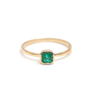 JPRG-2868/7461 Emerald Square Octagon Bezel Set Ring | 18K