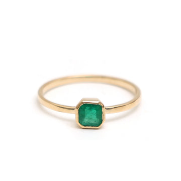 JPRG-2870/7463 Emerald Square Octagon Bezel Set Ring | 18K