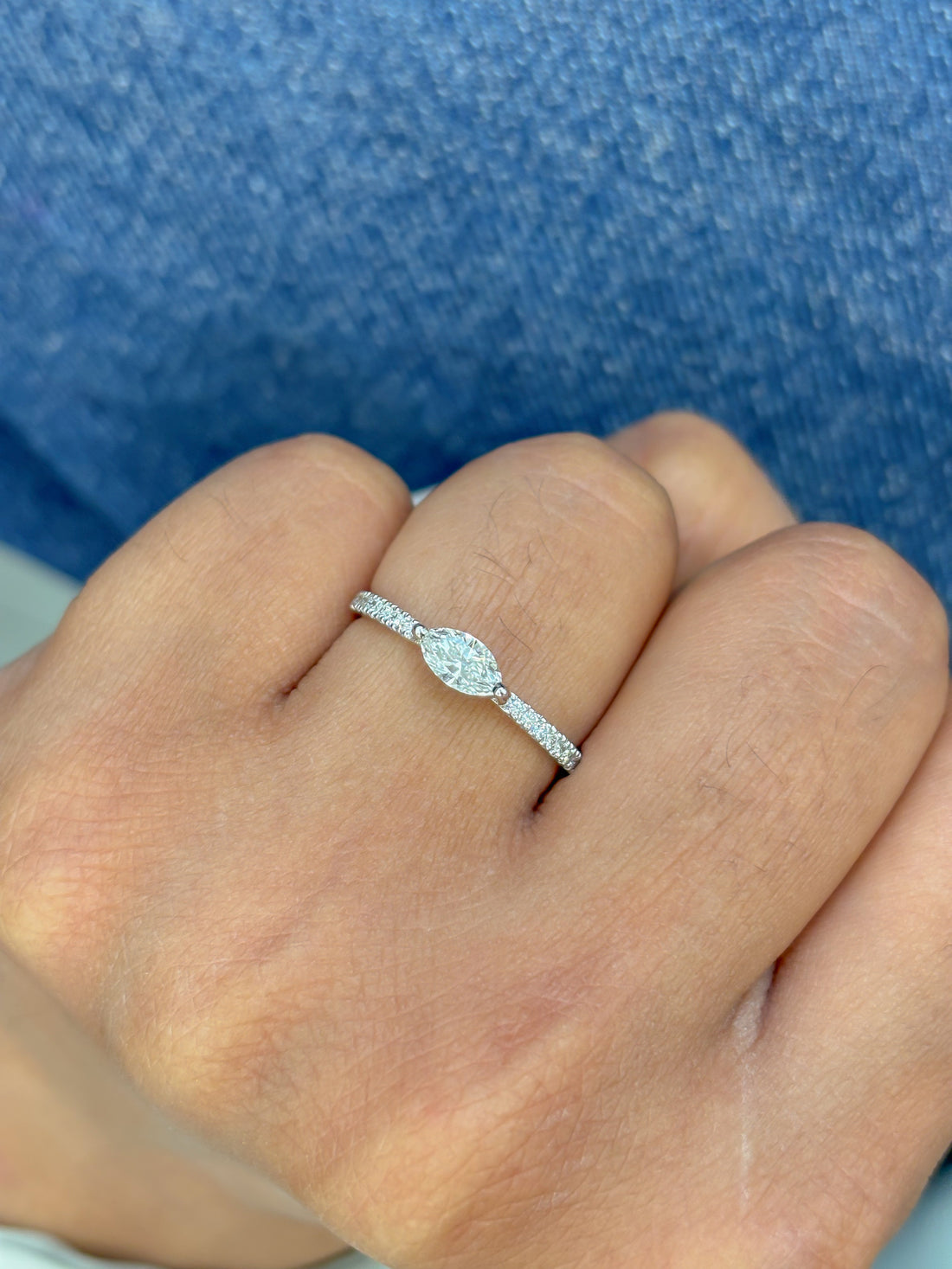 JPRG-2879/7481 Diamond Marquise With Diamond Half Ring | 18K