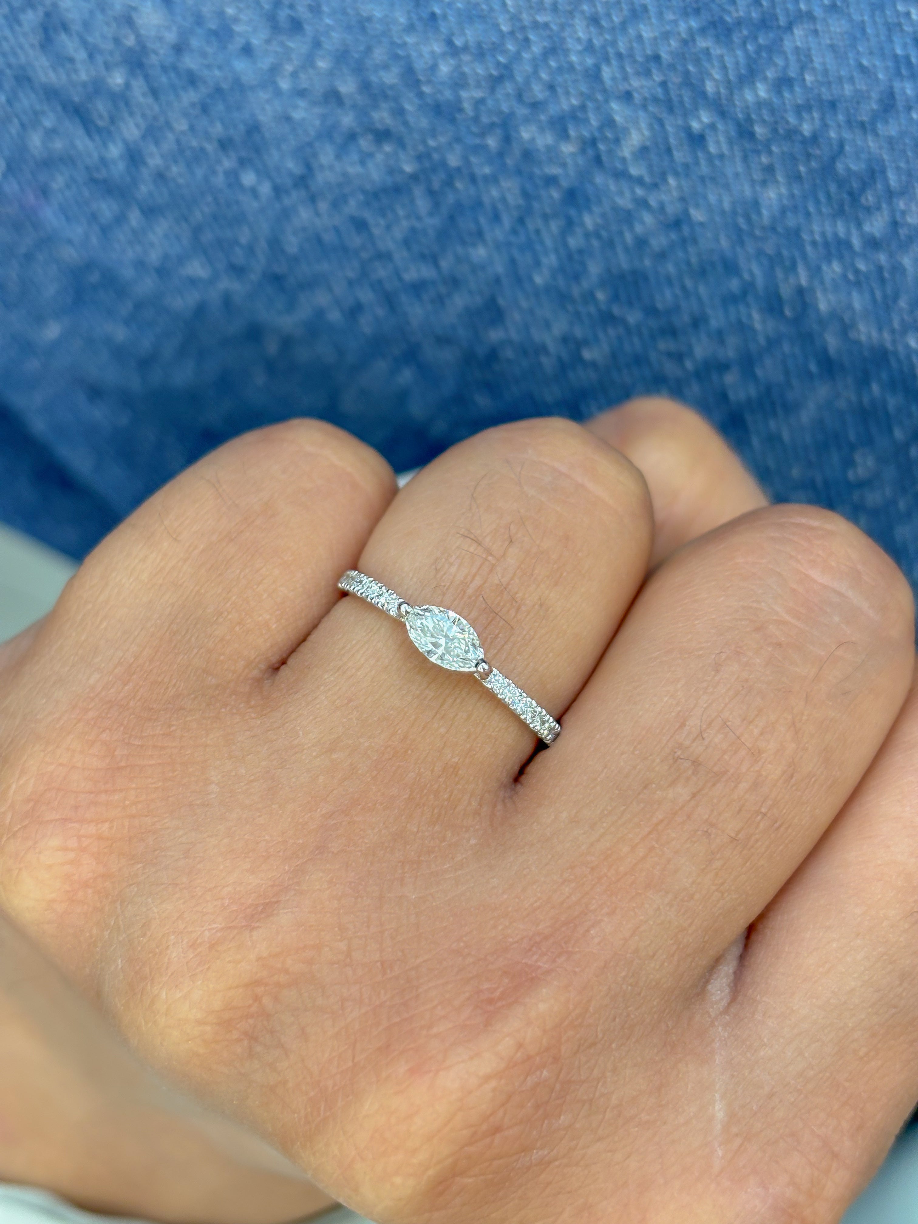 JPRG-2879/7481 Diamond Marquise With Diamond Half Ring | 18K
