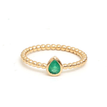 JPRG-2885/7494 Emerald Pear Bezel Set Ring | 18K