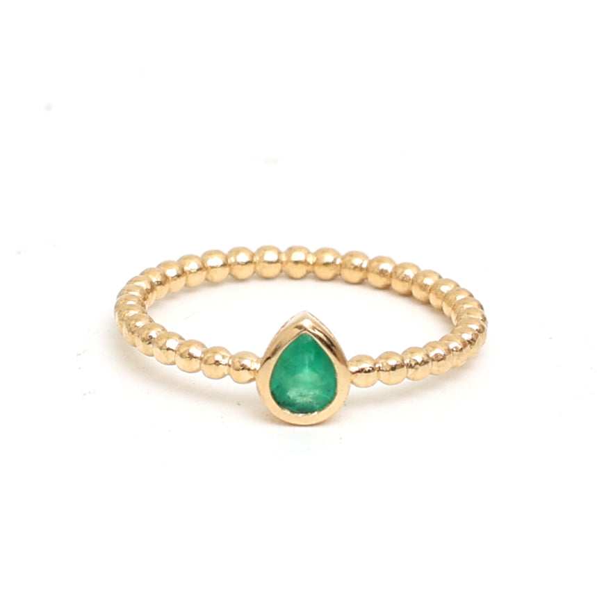 JPRG-2885/7494 Emerald Pear Bezel Set Ring | 18K
