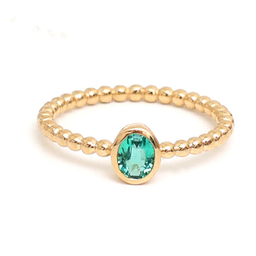 JPRG-2886/7495 Emerald Oval Bezel Set Ring | 18K