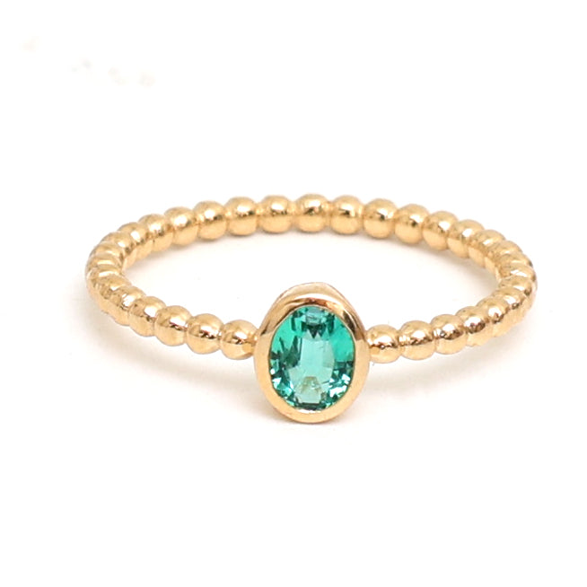 JPRG-2886/7495 Emerald Oval Bezel Set Ring | 18K