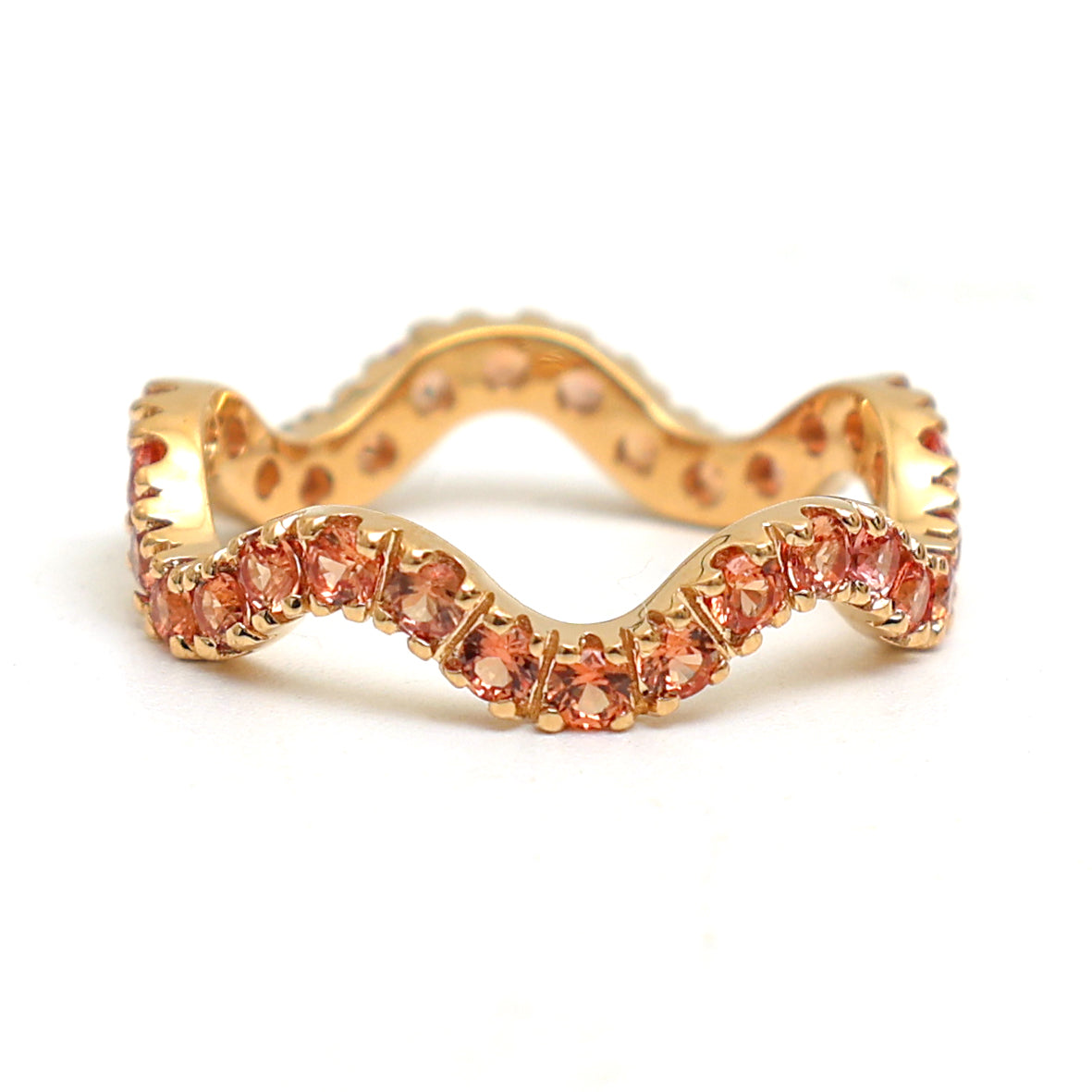 JPRG-2890/7502 Orange Sapphire Round Wave Ring | 18K
