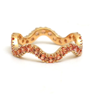 JPRG-2890/7502 Orange Sapphire Round Wave Ring | 18K