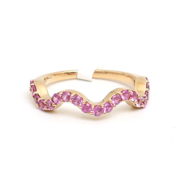 JPRG-2899/7522 Pink Sapphire Round Wave Half Ring | 18K